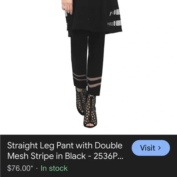 Black Mesh-Detail Straight Leg Pants from IC - Picture 2 of 9